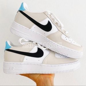 Custom nike air force 1 low cream beige nude tan black